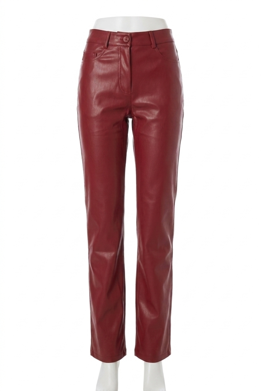 NEW JUDY BLUE leather tummy control high waisted straight jeans in burgundy